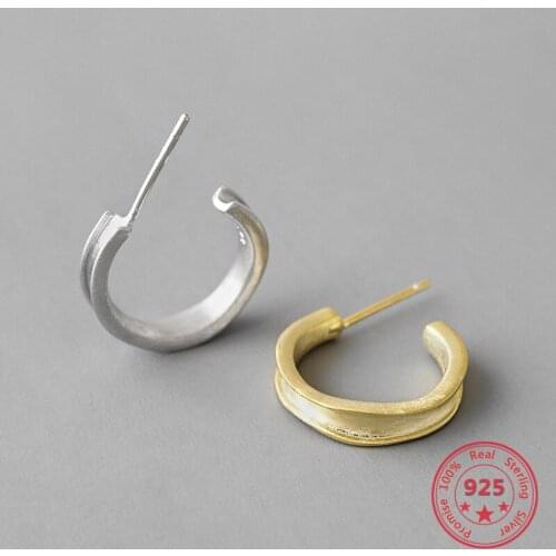 Factory Price Korean S925 Pure Silver Fine Earrings Rrregular Concave Fashion Simple Earrings Personality Wild Women Jewelry