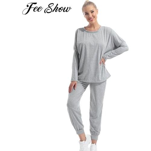 Womens Tracksuits Workout Clothing Casual Sport Yoga Sets Running Fitness Sports Suit Long Sleeve Loose T-shirt Pants Outfits