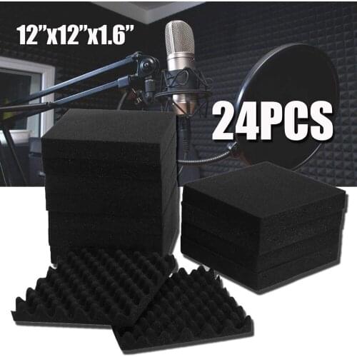 24Pcs 300x300x40mm Soundproofing Foam Studio Acoustic Foam Soundproof Absorption Treatment Panel Tile Wedge Polyurethane foam