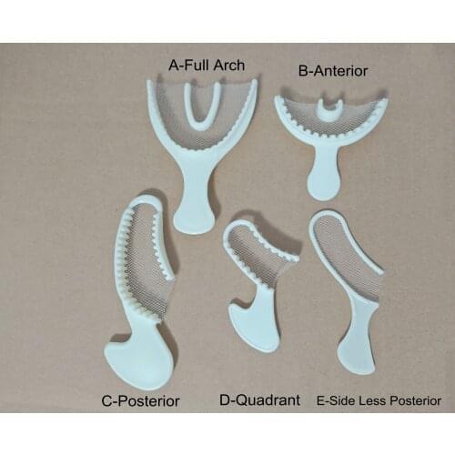 100pcs Dental Disposable Impression Kit Mouth Trays With Net 5Types White Color