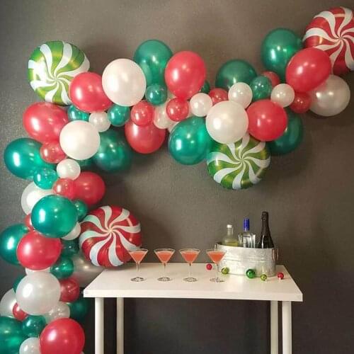102pcs/set Red green White balloon Garland Arch kit Christmas DIY decoration 18inch lollipop balloon Chain birthday party decor