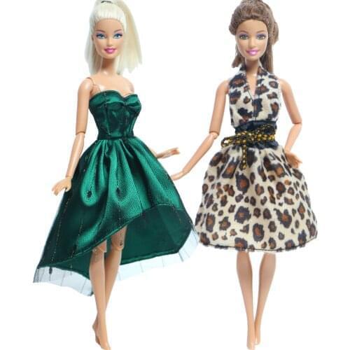 2 Pcs/Set Mix Style Fashion Model Party Skirt Daily Casual Wear Summer Leopard Clothes for Barbie Doll Accessories DIY House Toy