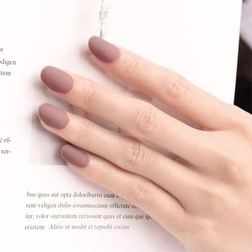 24pcs New fashion cute candy oval excellent touch design Matte fake nails brown LP57