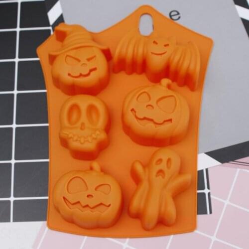 Halloween 3D Cake Mold Halloween Broom Pumpkin Frog Witch Silicone Fondant Soap Cupcake Candy Chocolate Decoration Baking Tool