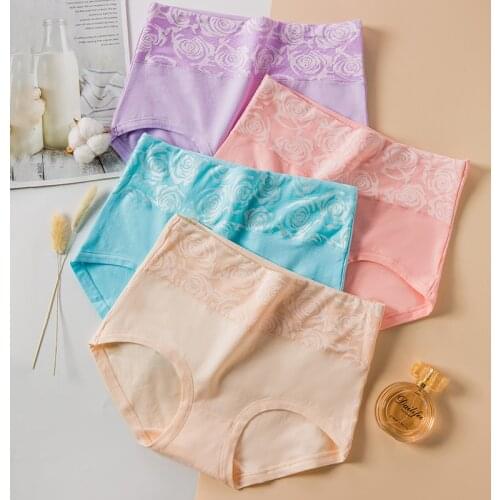 Intimates Plus Size High Waist Panties Women Cotton Body Shaper Fashion Briefs Underwear Breathable Comfort Female 5XL 4Pcs/Se