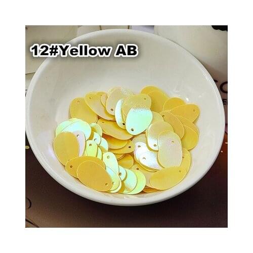400pcs/lot 12*20mm Oval Egg Shape Sequins PVC Sequin Flat With Side Hole Belly Dance Garment DIY Accessories Yellow AB Confetti