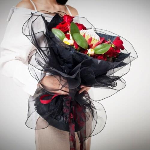 5PCS Net Yarn Heyue Flower Packaging Lace DIY Round Bouquets Wrapping Paper Rose Wrapping Material Flowers Gifts Decoration