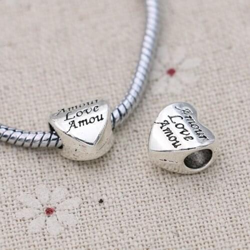 5PCS Silver Plated Love Heart Beads Fit Pandora Jewelry Making Charm Bracelet DIY Accessories Handmade Craft