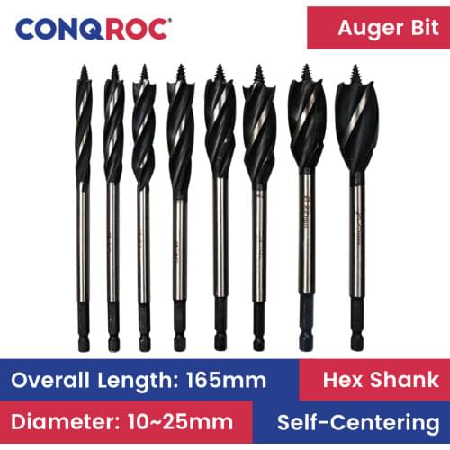 8 Pieces 165mm 4 Cutting Edges Self Feeding Wood Auger Bits Set 1/4" 6.35mm Hex Shank Hard Wood Drill Bits Kit
