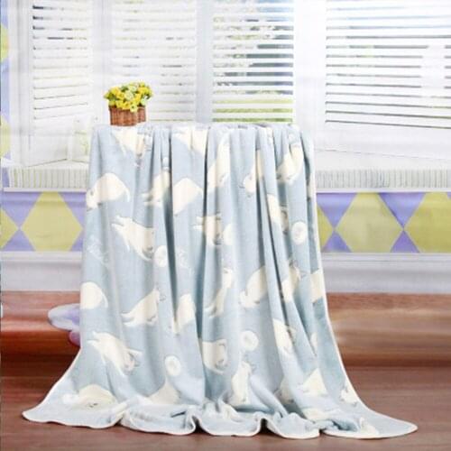 150 * 200cm Coral Velvet Double Face Blanket Cute Cartoon Cat Print Home Childrens Single Person Nap Quilt For All Seasons