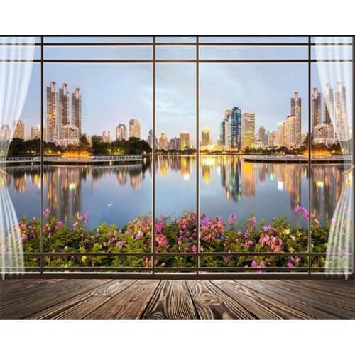 Beibehang Custom Wallpaper 3D Stereo Outside Night high-rise City Landscape TV Wall wallpaper for walls 3 d papel de parede