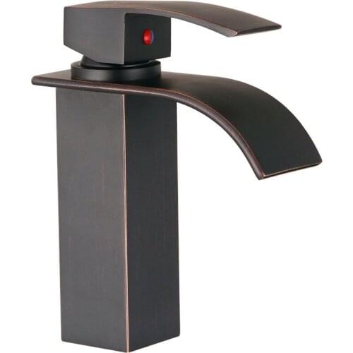 Free ship Modern Oil Rubbed Bronze black Bathroom Sink Vessel Faucet Deck Mount Mixer Tap square