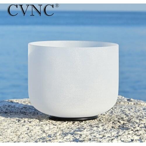CVNC 12 Inch C#D#F#G#A# Note Chakra Frosted Quartz Crystal Singing Bowl with Free Mallet & O-ring for Boost Immune System Yoga