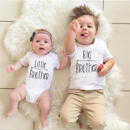 Big Brother Baby Boys T-shirt Little Brother Romper Bodysuit Matching Clothes new born baby Boy set summer clothes