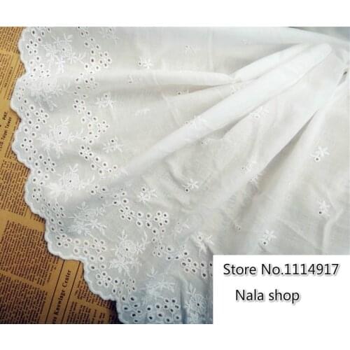 Exquisite Off-white 100%Cotton Ultra Wide 30cm Cotton Cloth Embroidery Lace Trim,Lace Fabric 3Yds/lot