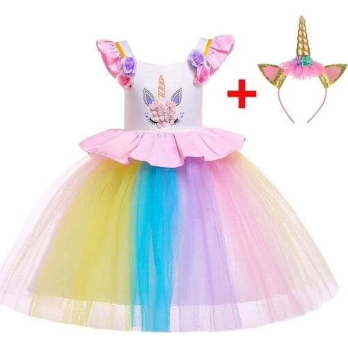 New 2019 Unicorn Praty Dress Carnival Princess Dress Kids Dresses For Girls Clothing Toddler Girl Clothes Vestidos Wedding Dress