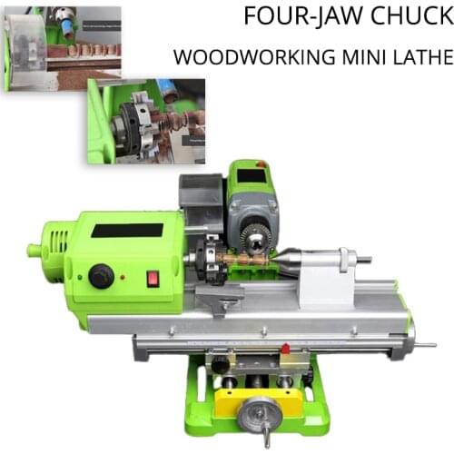 Mini Lathe Bench Drill Mini Bead Machine DIY Woodworking Round Bead Lathe 50MM Four-Jaw Chuck 220V 5000R/MIN