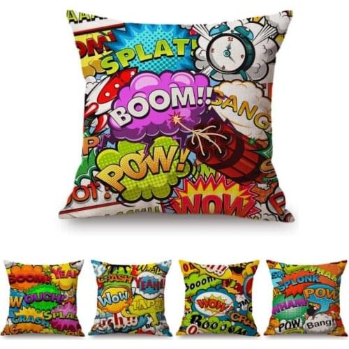 Multicolor Comic Speech Bubble POP Art Wow Bang Pow Letter Print Home Decorative Sofa Throw Pillow Case Modern Art Cushion Cover