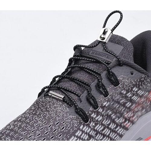 Fashion 1 Pair Elastic Shoe Laces Metal Buckle Quick Lazy Round Shoelaces Unisex Sneakers Shoelace Shoe Laces Shoestrings