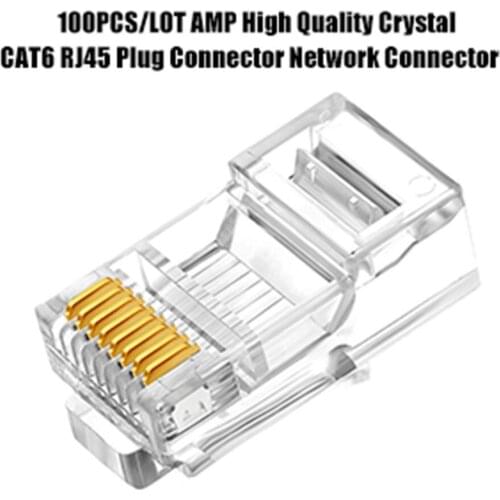 100PCS Crystal 8Pin RJ45 Modular Plug Rj-45 Network Cable Connector Adapter for Cat6 Rj 45 Ethernet Cable Plugs Heads