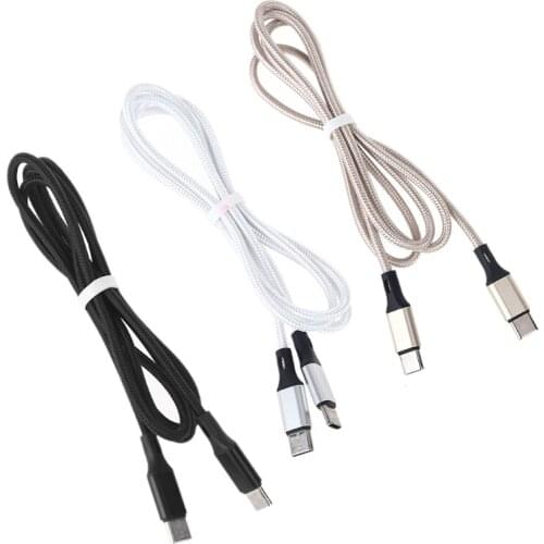 100cm Nylon Universal Type C to Type C Cable USB C Charging Cord Data Wire Line for Mobile Phone Tablet PC Cellphone