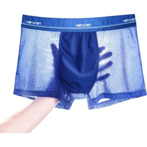 2/4Pcs/Lot Summer MenS Underwear Ice Silk Ventilated Breathable Mesh MenS Underwear Boxer Pants Mail Pouch