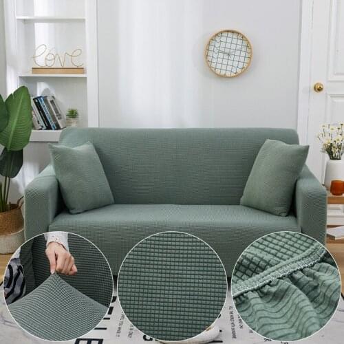 Corn Fleece Green solid color Sofa Cover For Living Room Solid Color All-inclusive Modern Elastic Corner Couch Slipcover 45012
