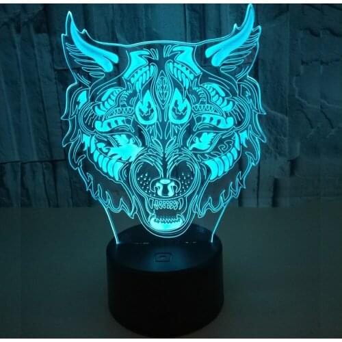 Panther Face Colorful Touch 3d Night Lamp Usb 3d Led Stereo Vision Table Lamps For Living Room Lighting Deco Desk Lamp