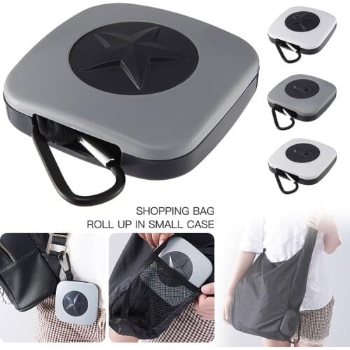 Portable Foldable Shopping Bag with Carabiner Magic Travel Tote Pouch Handbag Reusable Folding Eco Shoulder Bags Organizer