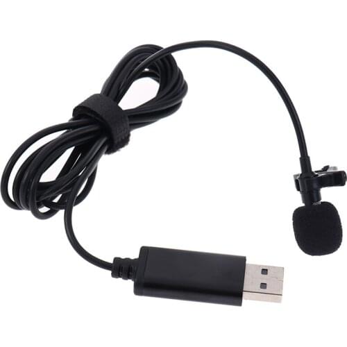 Portable USB Mini Microphone 2m Lapel Lavalier Mic Clip-on Buttonhole Microphone