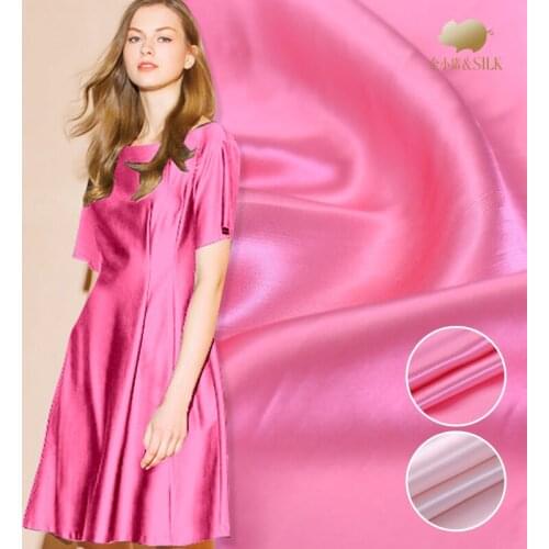 Pink silk dupion fabric solid color 30mm stiff cheongsam shirt dress heavy silk fabric wholesale silk cloth 114cm