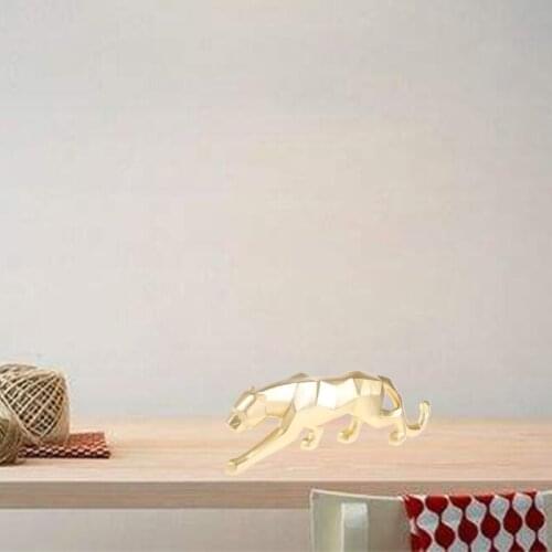 Resin Abstract Leopard Statue Animal Figurine Geometric Style Leopard Print Home Office Desktop Decoration Decoration