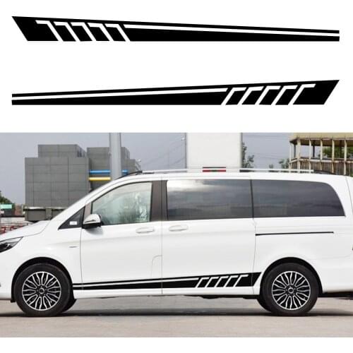 For Mercedes C Class Vito Viano Door Side Stripes Skirt Car Body Stickers Auto Sport Styling Graphics Vinyl 2PCS（L+R