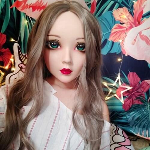 Wei-03) Gurglelove Female Sweet Girl Resin Half Head Kigurumi BJD Mask Cosplay Japanese Anime Role Lolita Mask Crossdress Doll