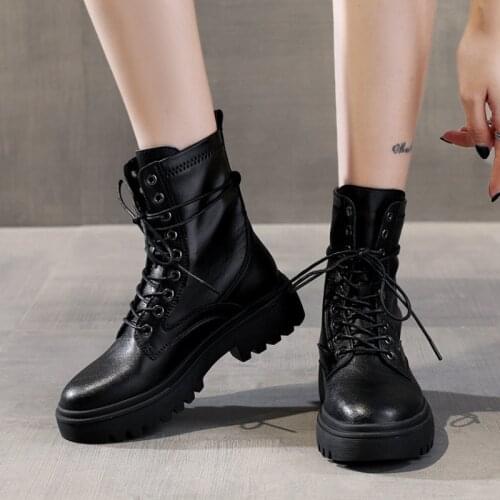 Women Boots Split Leather Shoes Motorcycle Boots Female Autumn Winter Shoes Punk Botas Mujer 2021 Spring