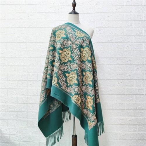 Winter New Embroidery Shawl Scarf Women Cashmere Pashmina Tassel Scarves All-match Female Travel Shawl Thick Blanket Wraps Warm