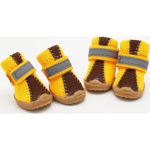 Winter Warm Shoes for Dogs 4Pcs/Set Cute Dog Boots Snow Walking Cotton Blend Puppy Non-Slip Sneakers Pet Supplies 10E
