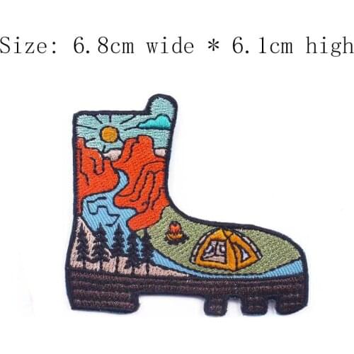 1pc Free Shipping Boot 6.8cm Wide Embroidery Patch Iron On Sew On/Sticker/For Clothing/Decoration/Accessories/Outing/River/Tent