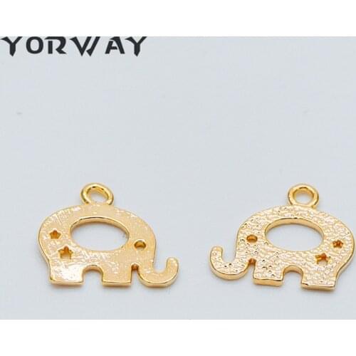 10pcs/Lot Elephant Charm Pendants 13x11mm, 18K Gold Plated Brass, Tarnish Resistant (GB-414)