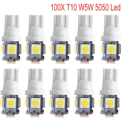 100X White Red Blue Turn Signal Brake Bulb License Plate Light T10 W5W 158 192 168 194 Auto Car LED Backup Dome Brake Trunk Lamp