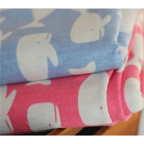 150 cm X 50 cm wholesale small whale printed fabric DIY linen cotton fabric for tablecloth curtains
