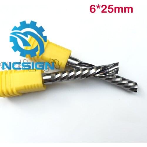 2pcs/set AAA 6*25mm Tungsten Solide Carbide one Single Flute Sprial Bits Left Hand Down Cutter Cutting Tools Left Cutting Bits