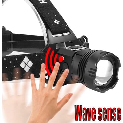 2021 IR Sensor LED Headlamp Smart Light XHP100 Zoom High Power Rechargeable Outdoor Lights Fishing Lantern 18650 Head Torch