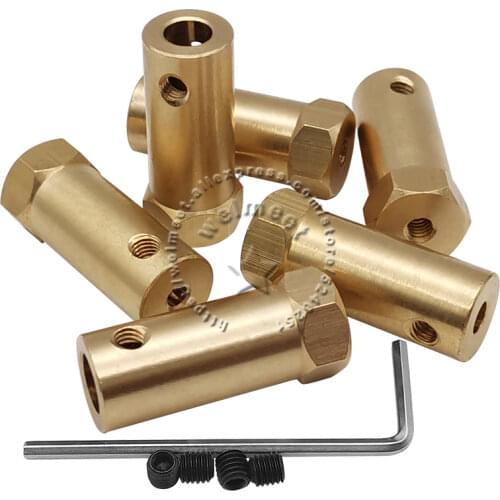 3/4/5/6/7/8mm Extended Copper Rigid Hexagon Coupling Motor Shaft Connector Sleeve for Robot Smart Car