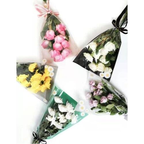 50pcs/lot Valentines Day Bouquet Bag Holiday Gift Flowers Waterproof Flower Bag Flower Shop English Print Flower Wrapping Bag