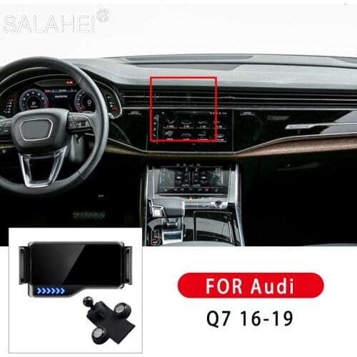 Car Mobile Phone Holder Smart Gravity Sensor Electric Telescopic Clamping Mobile Phone Holder Black For Audi Q7 2016 2017-2019
