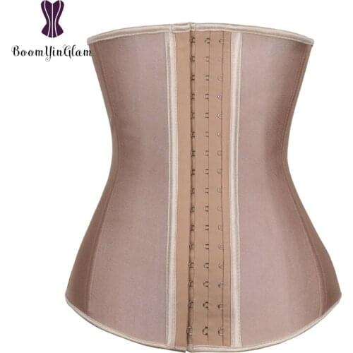Free shipping 3 hooks latex waist cincher shaper 4 spiral steel boned corset waist trainer for sport size xs-6xl 2839