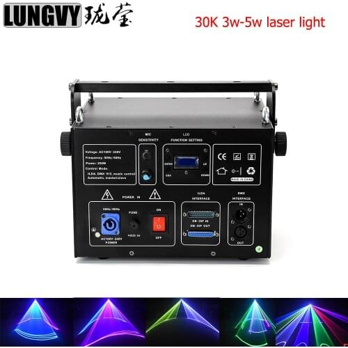Free Shipping 30K 3w 4w 5w Laser Light ILDA Club DJ Disco Projector Stage Laser Light Party Green Red Blue DMX Control
