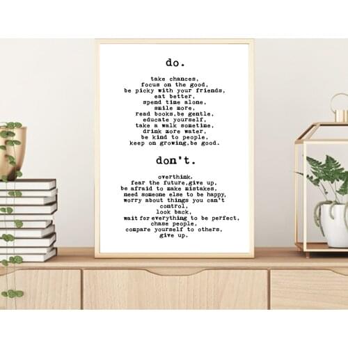 Black White Simple Quote Canvas Print Do or Don't Quote Wall Art Painting HD Image Print for Home Decor