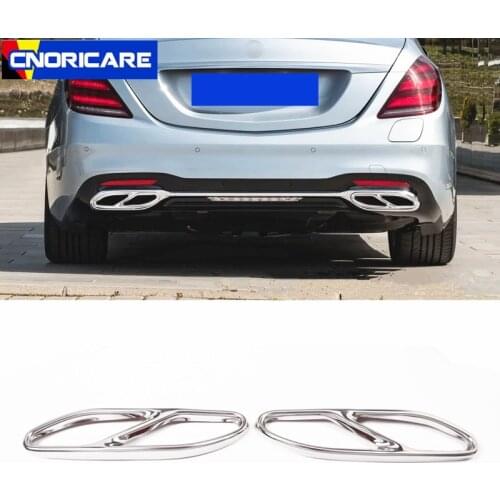 Car Tail Throat Frame Decoration Sticker Trim Stainless Steel For Mercedes Benz S Class 2018 Exterior Exhaust Pipe Decals